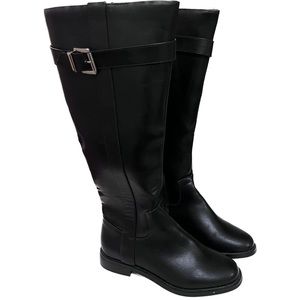 ASOS DESIGN Wide Fit Constance flat riding boots in black